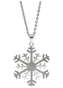 Jobo Damen Kette mit Anhänger "Schneeflocke", Edelstahl, L: 46cm, silber, Edelstahl, Halsketten, Edelstahl bicolor 42 cm 46 cm