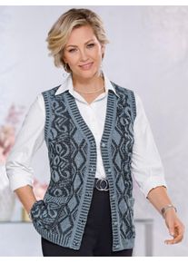 CLASSIC Damen Strickweste, blau, Gr. 40, gemustert, mehrfarbig, 100% Polyacryl, Westen