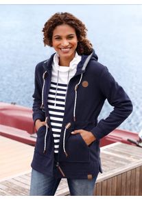 Casual Looks Damen Fleecejacke, blau, Gr. 48, unifarben, 100% Polyester, Jacken