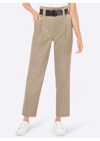 CRÉATION L CREATION L Damen Bundfaltenhose, beige, Gr. 36, unifarben, 63% Lyocell, 37% Polyester, Hosen