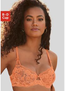 Lascana Damen Bügel-BH, Gr. 70, orange, Microtouch, Obermaterial: 88% Polyamid, 12% Elasthan, feminin, BHs, aus feiner und floraler Spitze, Dessous