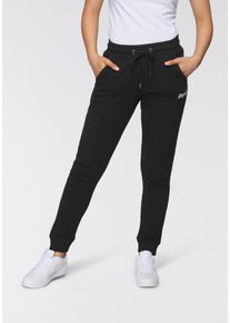 Lonsdale Damen Jogginghose "WEYCROFT", schwarz, sportlich, Gr. L, unifarben, angeraute Sweatware, Obermaterial: 80% Baumwolle, 20% Polyester, Hosen