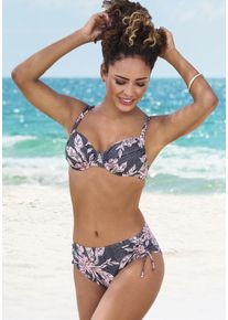 Sunseeker Damen Bügel-Bikini, schwarz, Gr. 36, floral, Polyamid, Microfaser, Bikini-Sets, mit höher geschnittener Hose