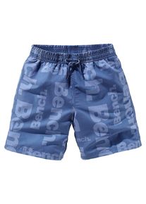 Bench. Kinder Badeshorts, blau, Gr. 110, unifarben, Microfaser, Polyester, Badehosen, mit allover Logodruck