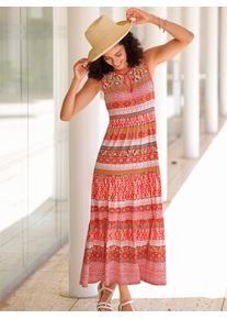 Inspirationen Damen Jerseykleid "Jersey-Kleid", orange, Gr. 18, gemustert, ethno, mehrfarbig, bedruckt, Jersey, Single Jersey, 95% Viskose, 5%