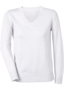 Casual Looks Damen V-Ausschnitt-Pullover "Pullover", weiß, Gr. 38, unifarben, meliert, 50% Baumwolle, 50% Polyacryl, Pullover