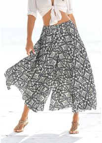 Lascana Damen Hosenrock, blau, modisch, Gr. 36, bedruckt, Web, Obermaterial: 100% Polyester, Röcke, mit Alloverdruck, Culotte, extraweites Bein