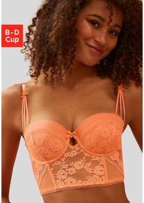 Lascana Damen Corsage, Gr. 85, orange, Spitze, Obermaterial: 60% Polyamid, 35% Polyester, 5% Elasthan, feminin, Corsagen, mit edler Spitze und feinem