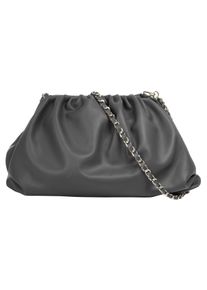 CLUTY Damen Umhängetasche, grau, Leder, unifarben, Taschen, echt Leder, Made in Italy