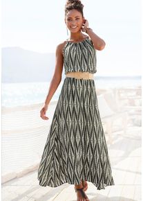 Lascana Damen Maxikleid, schwarz, modisch, Gr. 36, bedruckt, Web, Obermaterial: 100% Viskose, Kleider, aus gewebter Viskose im Alloverprint, luftiges