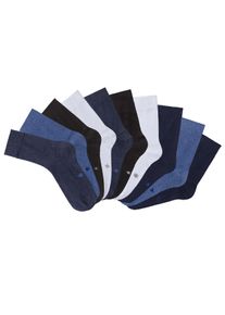 H.I.S. H.I.S Damen Basicsocken, Gr. 35, blau, Baumwollmischung, unifarben, Socken, mit eingestrickten Symbolen