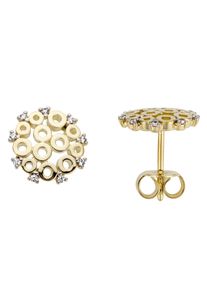 Firetti Damen Paar Ohrstecker "Schmuck Geschenk Gold 585 Ohrschmuck", 0,07 ct P2 = erkennbare Einschlüsse, Gelbgold 585-Diamanten, weiß, Gelbgold