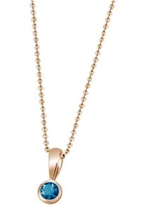 Firetti Damen Kette mit Anhänger "Schmuck Geschenk Gold 375 Gold 585 Halsschmuck Halskette Solitär", Roségold 585, L: 45cm B: 1mm, blau, Rosu00e9gold