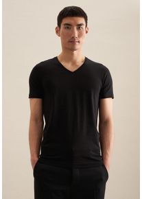 Seidensticker Herren T-Shirt "Schwarze Rose", schwarz, Gr. XL, unifarben, 95% Baumwolle 5% Elastan, Shirts, Kurzarm V-Neck Uni