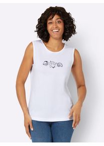 Casual Looks Damen Shirttop, weiß, Gr. 38, unifarben, gemustert, 100% Baumwolle, Tops