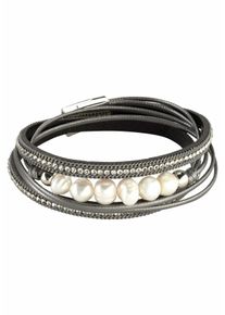 Firetti Damen Armband "zum Wickeln, trendy", Materialmix-Synthetik-Polyurethan-Perlen, grau, Materialmix, Synthetik, Polyurethan, Perlen, Armbänder,