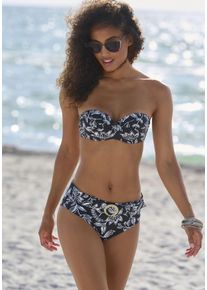 Vivance Damen Bügel-Bandeau-Bikini-Top "Katta", beige, Gr. 38, bedruckt, floral, Recycling-Polyamid, Bikini-Oberteile