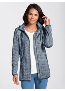 Casual Looks Damen Kapuzenfleecejacke, blau, Gr. 50, gemustert, mehrfarbig, bedruckt, 100% Polyester, Jacken