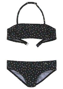Buffalo Kinder Bandeau-Bikini "Candy Kids", schwarz, Gr. 158, bedruckt, gepunktet, Recycling-Polyamid, Bikini-Sets, mit Streusel-Druck