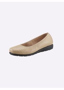 Classic Basics Damen Ballerina, Gr. 38, beige, Glattleder, Basic, Schuhe