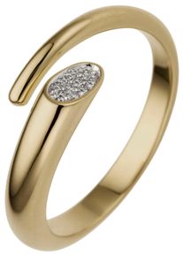 Jobo Damen Fingerring, 56, SI = kleine Einschlüsse, Gelbgold 585-Diamanten, gelb, Gelbgold 585, Diamanten, Fingerringe, offen 585 Gold mit 10