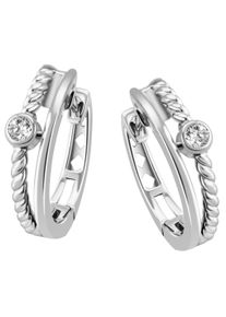 Firetti Damen Paar Creolen "Schmuck Geschenk Silber 925 Ohrschmuck Solitär-Optik glitzernd", Silber 925 (Sterlingsilber), silber, Silber 925