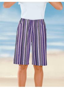 Classic Basics Damen Bermudas, lila, Gr. 38, gemustert, gestreift, mehrfarbig, 100% Baumwolle, Hosen