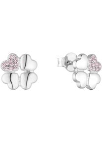 s.Oliver JUNIOR Mädchen Paar Ohrstecker "Kleeblatt, 2037846", Silber 925 (Sterlingsilber), rosa, Silber 925 (Sterlingsilber), Ohrringe, mit Zirkonia