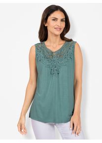 Inspirationen Damen Shirttop, grün, Gr. 38, unifarben, 95% Viskose, 5% Elasthan, Spitze:100% Polyester, Tops