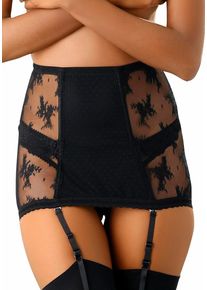Damen Strapsgürtel, Petite Fleur Gold, Gr. 34, schwarz, Spitze, Netz, Obermaterial: 90% Polyamid, 10% Elasthan, Strumpfhalter, mit transparenter
