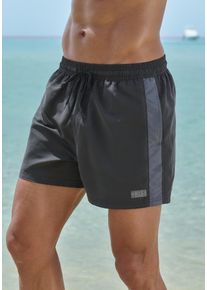 H.I.S. H.I.S Herren Badeshorts, schwarz, Gr. S, unifarben, kontrastfarbene Details, Recycling-Polyester, Badehosen