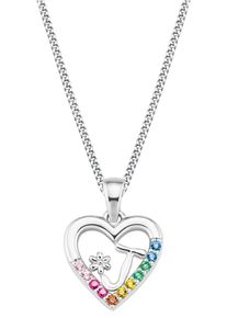 Mädchen Kette mit Anhänger "Herz/Buchstaben, 2027876", J, Silber 925 (Sterlingsilber), L: 38cm, bunt, Prinzessin Lillifee, Silber 925