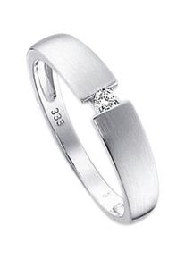 Firetti Damen Spannring "Schmuck Geschenk Gold 333 Damenring Verlobungsring Goldring Solitär", 20, 0,05 ct P2 = erkennbare Einschlüsse, Weißgold