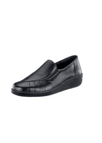 Aco Damen Slipper, Gr. 41, schwarz, Glattleder, sportlich, Schuhe