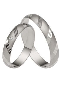 Firetti Trauring "Schmuck Geschenk Gold 375 Hochzeit Ehering "LIEBE"", 60, SI = kleine Einschlüsse mit Brillant, Weißgold 375, 4,0mm, weiß, Weißgold