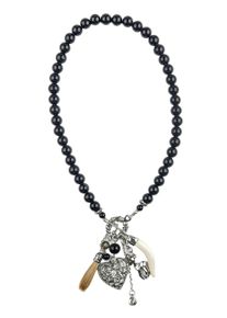 Allgäu Rebell ALLGÄU REBELL Damen Kette mit Anhänger "Fanni", schwarz, Basic, Glas, Halsketten, aus echten Glasperlen