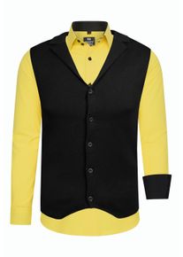 Rusty Neal Herren Langarmhemd, gelb, casual, Gr. XXL, mehrfarbig, 60% Baumwolle, 37% Polyester, 3% Elasthan, Hemden, inklusive Langarmhemd und Weste