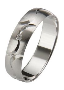Firetti Trauring "Schmuck Geschenk Gold 375 Hochzeit Ehering Trauring "LIEBE"", 17,5, 0,01 ct SI = kleine Einschlüsse mit Brillant, Weißgold 375,