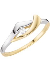 Firetti Damen Fingerring "Schmuck Geschenk Gold 375 Damenring Goldring bicolor", 19, Gelbgold 375, 1,3mm, gelb, Gelbgold 375, Fingerringe, mit