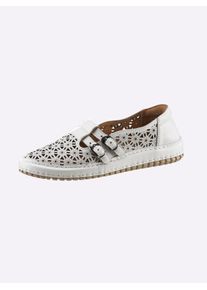Gemini Damen Slipper, Gr. 38, weiß, Leder, sportlich, Schuhe