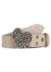 Damen Ledergürtel, grau, casual,modisch, Gr. 110, RETTUNGSRING BY SHOWROOM 019, unifarben, Leder, Gürtel, mit austauschbarer Schließe »Auster Muschel