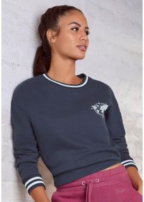 Buffalo Damen Sweatshirt, Gr. 40, blau, Sweatware, Obermaterial: 60% Baumwolle, 40% Polyester, bedruckt, unifarben mit Farbeinsatz, modisch,