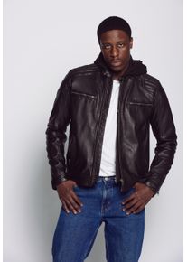 JCC Herren Bikerjacke "993", schwarz, Gr. 56, Obermaterial: 100% Leder, Schaf / Futter: 100% Polyester / Kapuze: 65% Polyester; 35% Baumwolle, Jacken