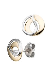 Jobo Damen Paar Ohrstecker "Ohrringe mit 6 Diamanten", SI = kleine Einschlüsse, Gelbgold 585-Weißgold 585-Diamanten, gelb, Gelbgold 585, Weißgold