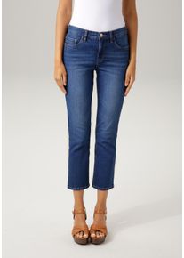 Aniston CASUAL Damen Bootcut-Jeans, blau, modisch, Gr. 44, leichte Abriebeffekte, Denim/Jeans, Obermaterial: 98% Baumwolle, 2% Elasthan, Jeans, in