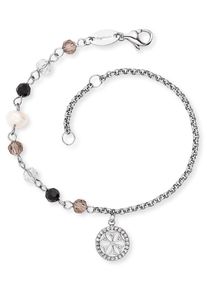 Engelsrufer Fußkette "BOHO Lebensblume, ERBS-LILLIFL-ZI, ERBS-LILLIFL-ZIM", Edelstahl-Perlen, silber, Edelstahl, Perlen, Fußkettchen, mit Zirkonia