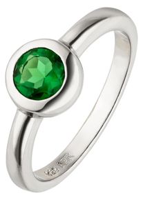 Jobo Damen Fingerring, 54, Silber 925 (Sterlingsilber), silber, Silber 925 (Sterlingsilber), Fingerringe, 925 Silber mit Zirkonia grün