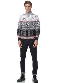Rusty Neal Herren Strickpullover, schwarz-weiß, casual, Gr. L, mehrfarbig, unifarben, 70% Polyacryl, 30% Baumwolle, Pullover, mit winterlichem Muster