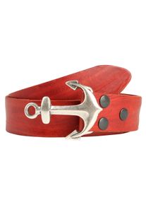 Damen Ledergürtel, rot, casual,modisch, Gr. 100, RETTUNGSRING BY SHOWROOM 019, unifarben, Leder, Gürtel, mit austauschbarer Schließe »Anker SO19«
