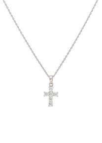 Firetti Damen Kette mit Anhänger "Schmuck Geschenk Silber 925 Halsschmuck Halskette Ankerkette Kreuz", Silber 925 (Sterlingsilber), L: 45cm, bunt,
